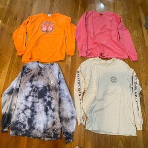 4 Men's L Pullovers w/Long Sleeves, Jerzees, Comfort Colors, Primitive, Brixton